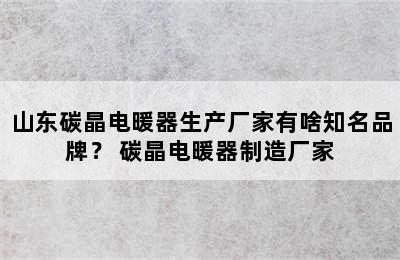 山东碳晶电暖器生产厂家有啥知名品牌？ 碳晶电暖器制造厂家